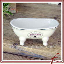 Household Item Porcelain Ceramic mini Bathtub Soap Dish Soap Holder